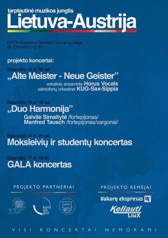 Masterclass für Wiener Klassik und Improvisation, 15. bis 17. April 2019 Klaipeda, Litauen